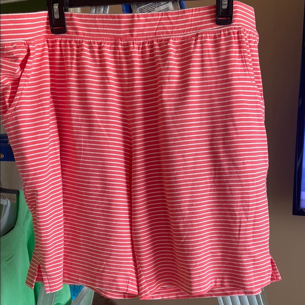 Sleep On It Pink and White Ribbed Mini Athletic Shorts